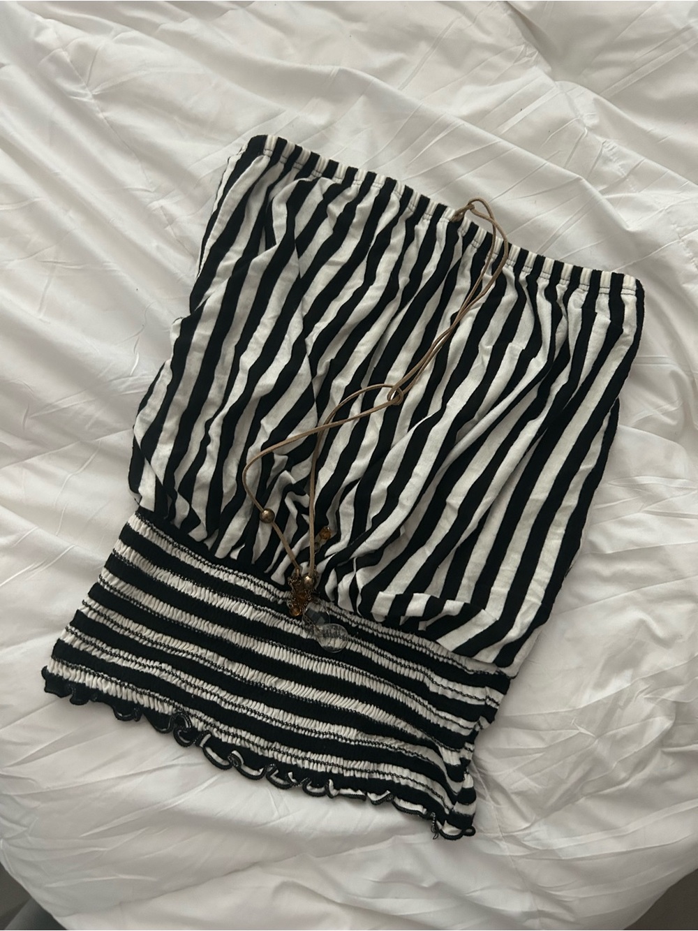 Papaya Black and White Striped Tube Top